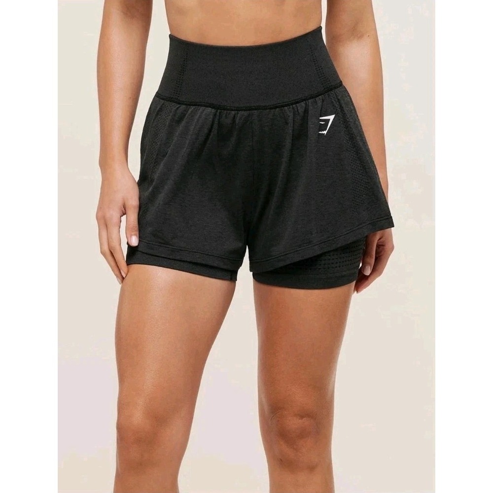 Gymshark Vital Seamless 2.0 2-in-1 Shorts Black Athleisure Womens Large Liner